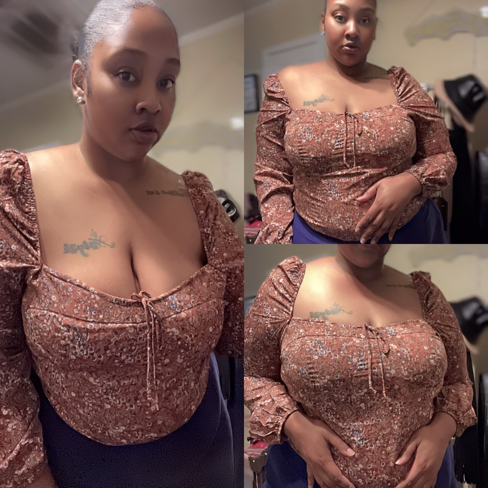 Floral Brown Long Sleeve Top